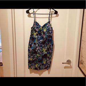 (UO) Floral (Medium) Mini Dress with Sweetheart Neckline and Pockets